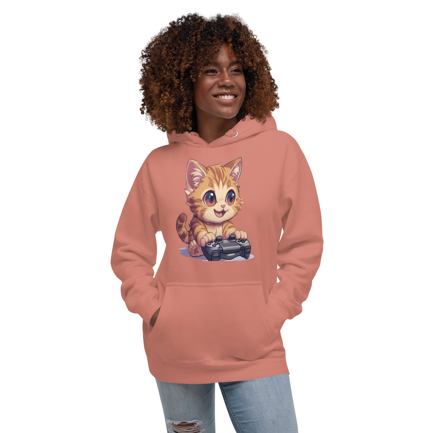 Adorable Cat Playing Video Games – Gamer Hoodie
