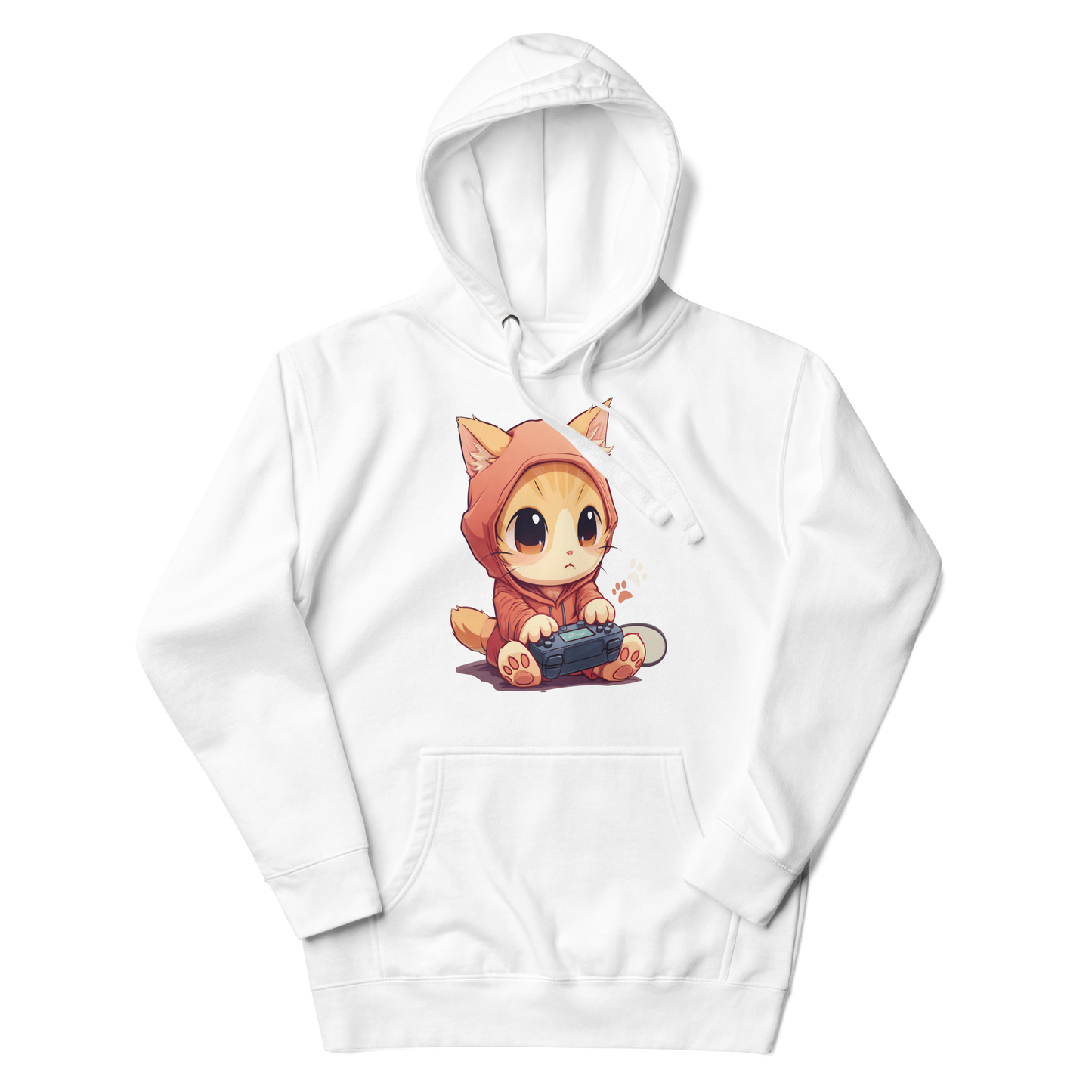 Adorable Cat Playing Video Games – Gamer Hoodie